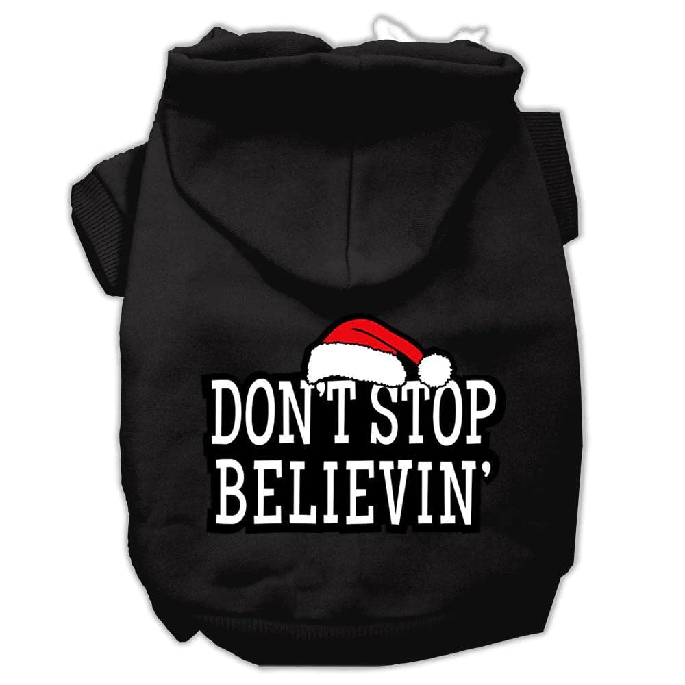 Christmas Pet Dog & Cat Hoodie Screen Printed, Don't Stop Believin Baby Blue XL (14-20 lbs.)
