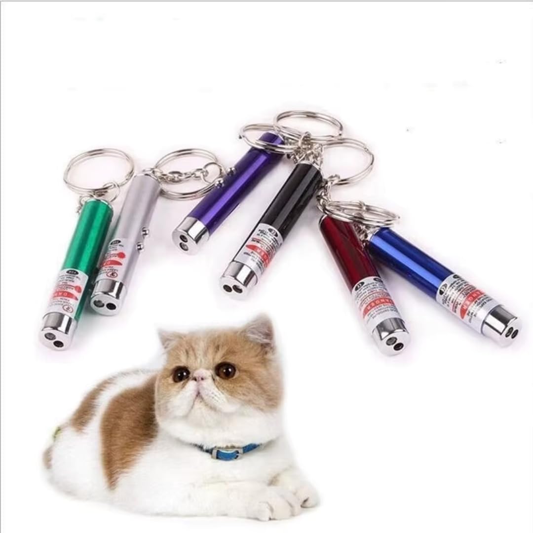 Shopipistic 2In1 Cat Laser Toy With Led Flashlight  Red Laser Pointer Interactive Cat Toy For Indoor Cats & Dogs, Mini Keycha