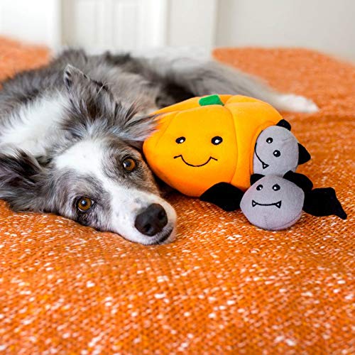 Zippypaws Burrow Puzzle Plush Dog Toy, Interactive Squeaky Toy For Enrichment, Hide And Seek Game For Small To Medium Dogs, Pumpkin With Bats