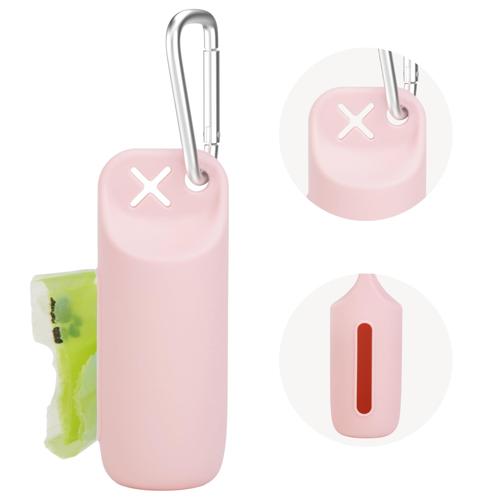 Dog Poop Bag Holder, Doggy Poop Bag Dispenser For Leash Attachment, Soft Silicone Puppy Dog Waste Pouch Holder With Carrier Clip