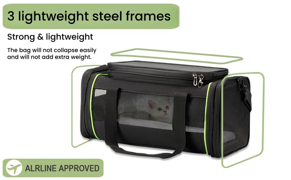 Daross Airline Approved Pet Carrier For Small Dogs & Cats | Soft-Sided Lightweight Collapsible Travel Carrier With Ventilation M