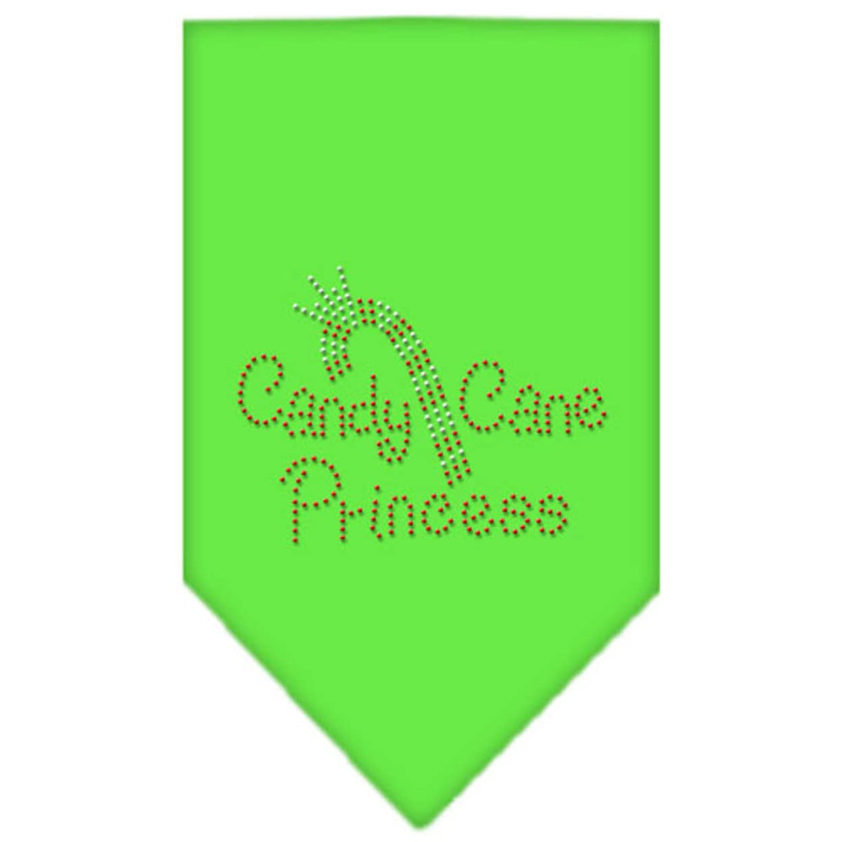 Christmas Pet and Dog Bandana Rhinestone, &quot;Candy Cane Princess&quot; Lime Green Small