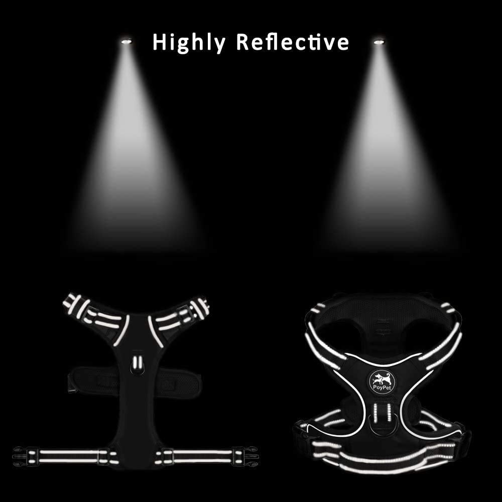 Poypet No Pull Dog Harness, No Choke Front Lead Dog Reflective Harness, Adjustable Soft Padded Pet Vest With Easy Control Handle For Small To Large Dogs(Grey,S)