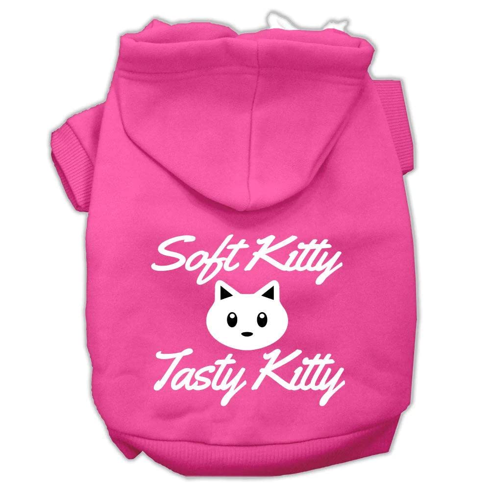 Pet Dog & Cat Hoodie Screen Printed, Soft Kitty, Tasty Kitty Bright Pink LG (10-14 lbs.)