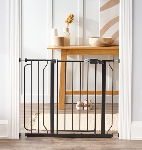 Regalo 38" Baby Gate - Pressure Mount Design, Metal, Black, Model 1160 B DS, Safe for Babies & Pets, Fits 29-38.5"W x 30"H