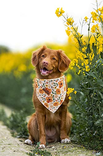 Elegant Little Tail Dog Bandanas - 1Pack Floral Print Washable Dog Scarf Female Square Dog Bib Kerchief Scarf Adjustable Pet Ban