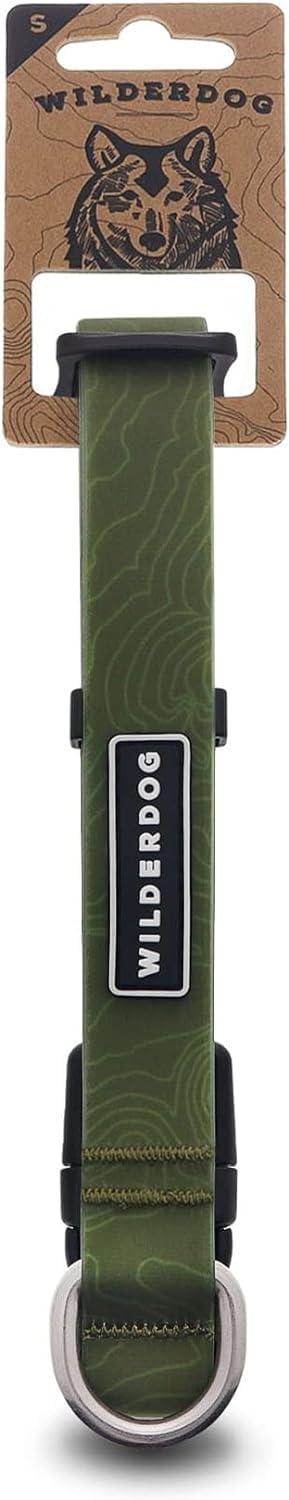 Wilderdog Waterproof Dog Collar - Repels Water & Dirt - Small 11''-15'' - Olive