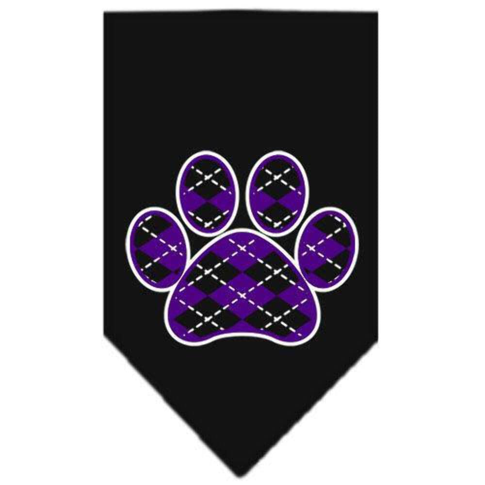 Mirage Pet Products Argyle Paw Purple Screen Print Bandana for Pets, Large, Lime Green