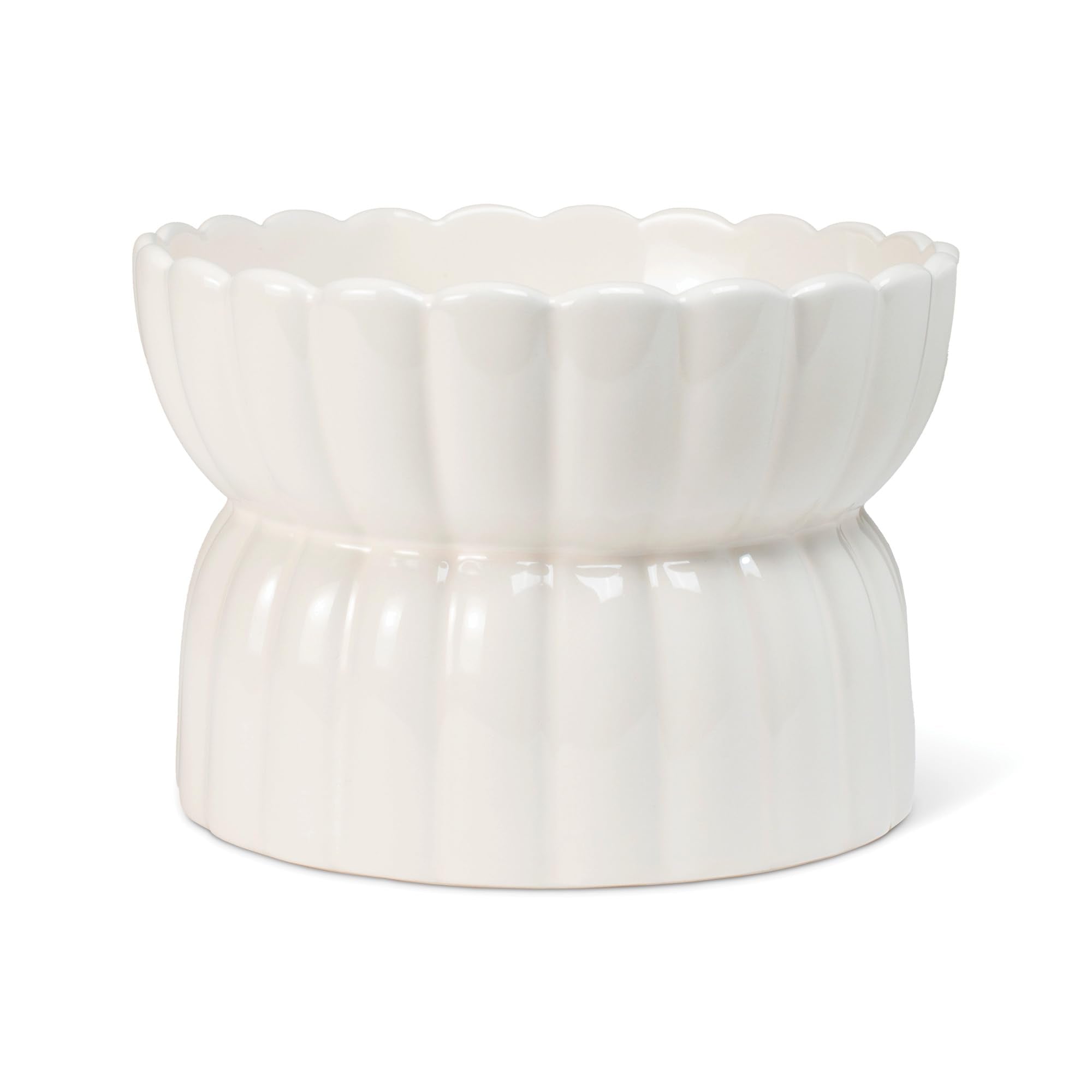 Fringe Studio Scalloped Ivory Medium Sculpted Raised Ceramic Feeder (6.5 Diameter x 4.5 H, 26 fl.oz.), PetShop Collection (450MD