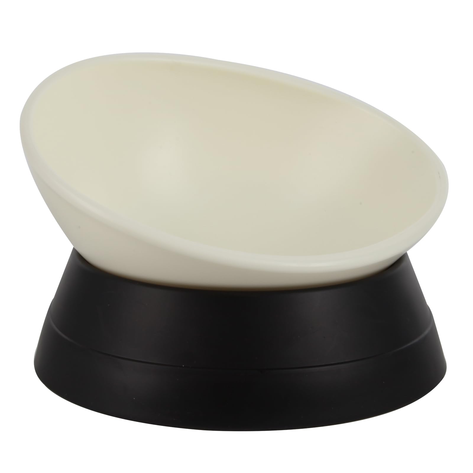 Bulldog Bowl Anti-Slip Dog Cat Dish Detachable Rubber Dog Bowl Pet Sterile Tilted Pet Feeder Slope Base (Black, 2 Cup (Small/Med