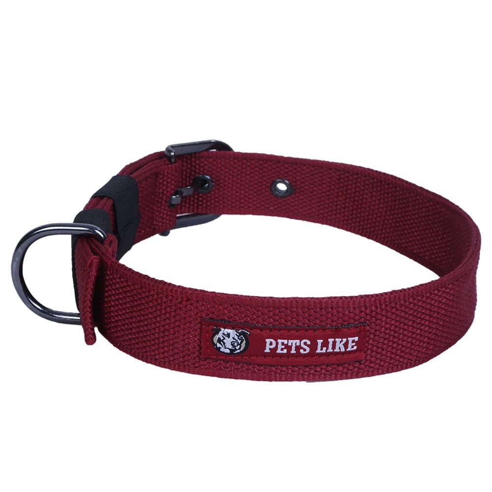 Pets Like Dog Polyester Collar Maroon(20Mm)