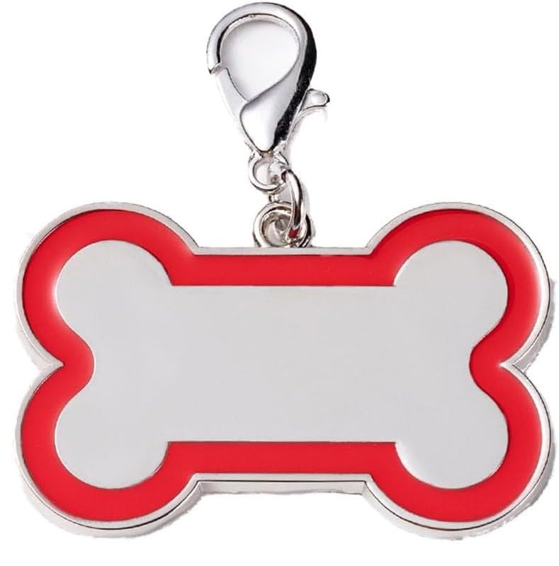 Coolliant Personalized Dog Id Tags - Bone-Shaped-Large: Red, Laser Engraved, Name Tags For Large Dogs, Blank Tags For Pets