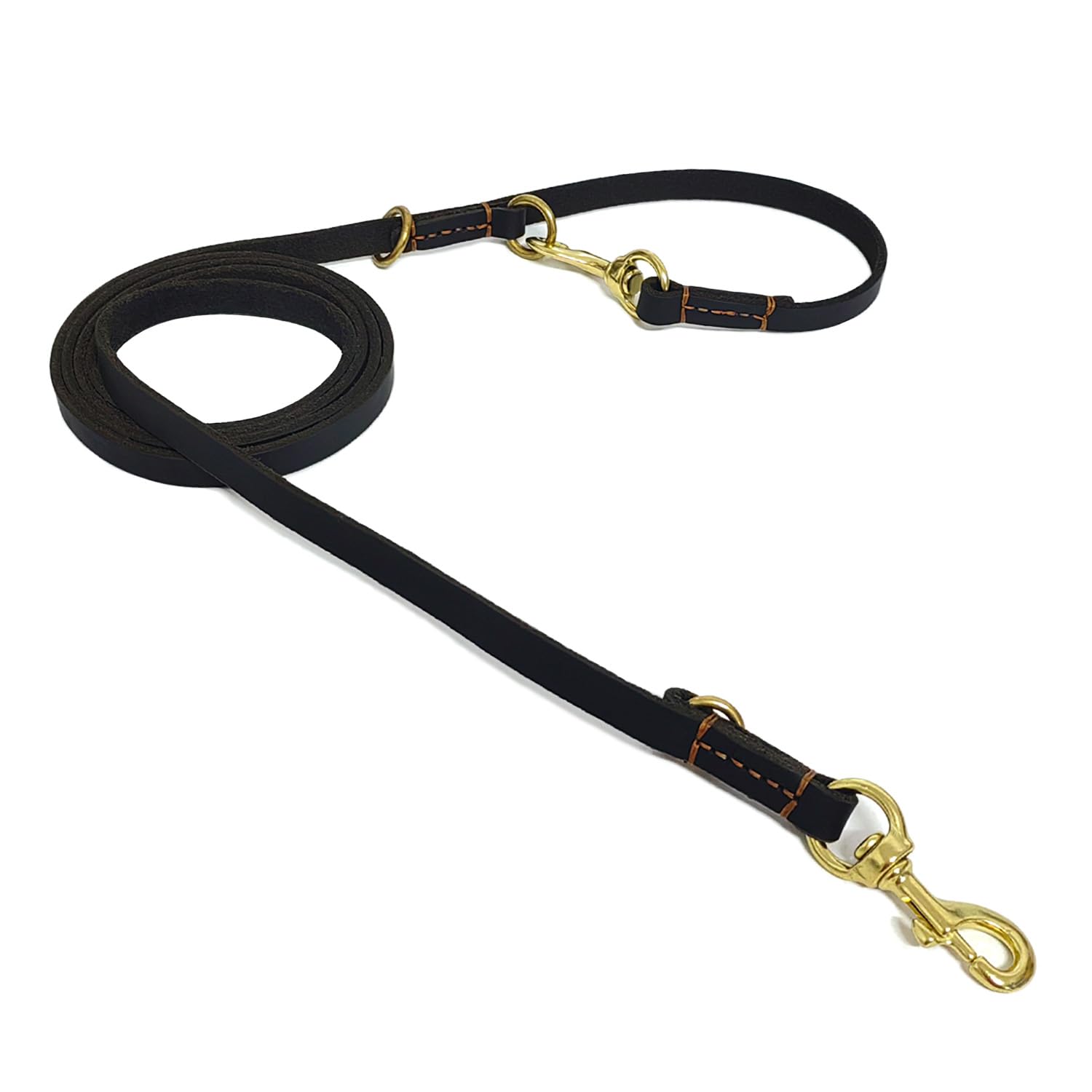 Lwbmg Multi Function Leather Dog Leash - 8Ft Hands Free Double Ended Training Leash For Medium Large Dogs - Black