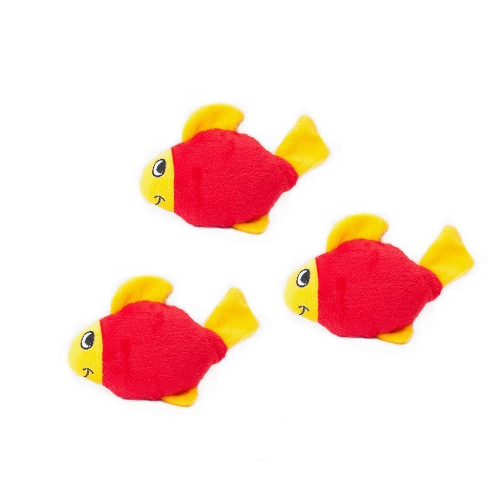 Zippypaws - Sea Buddies Burrow, Interactive Squeaky Hide And Seek Plush Dog Toy - Fish Miniz, 3 Pack