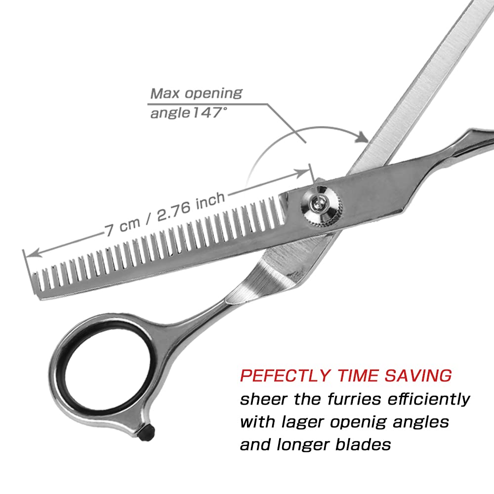 Chibuy Dog Grooming Scissors 4Cr Stainless Steel Pet Thinning Shears For Dogs And Cats, Heavy-Duty Titanium Coated Home Dog Thinning Scissors, Size 6.7'