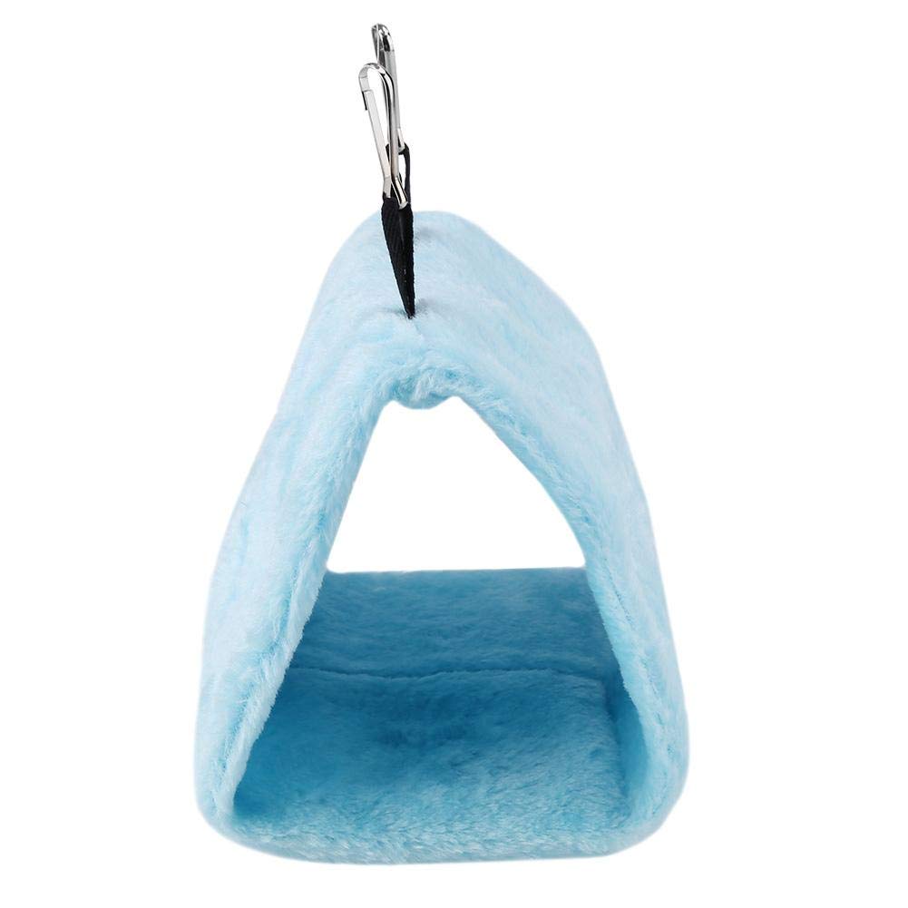 Peony Parrot Hammock Bird Nest Warm Soft Plush Hammock Hanging Cage Tent For Birds Parrot Winter Warm Bed Pet Toy Pouch Cotton Bed (M-Blue)