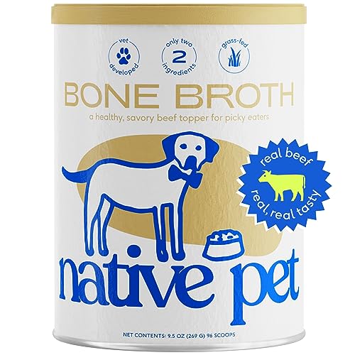 Native Pet Bone Broth For Dogs  Dog Food Topper For Picky Eaters  Dog Gravy Topper For Dry Food  Protein Powder For Dogs  Beef F
