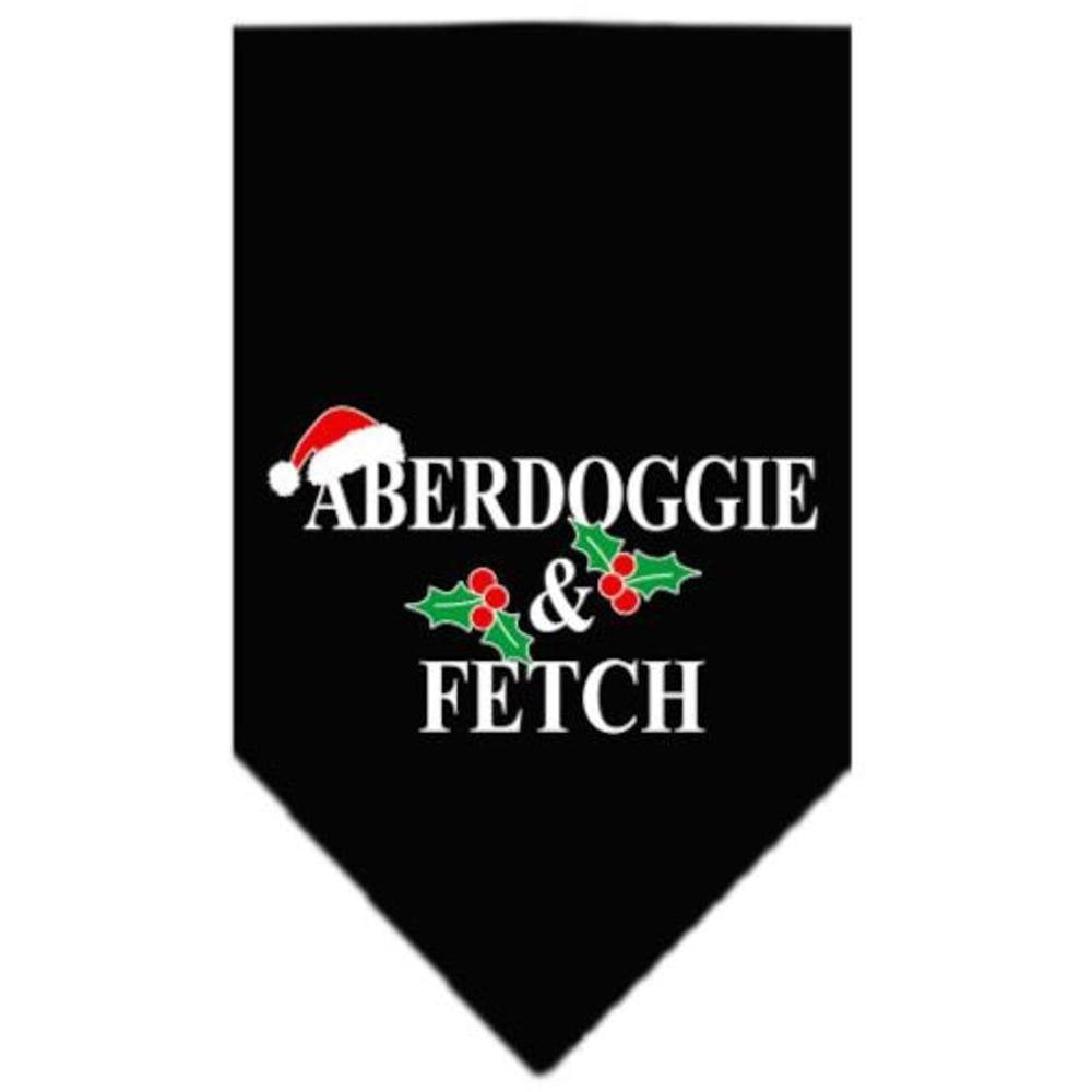 Christmas Pet and Dog Bandana Screen Printed, &quot;Aberdoggie Christmas&quot; Black Large