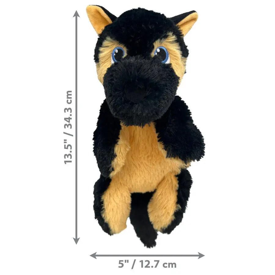 Kong Comfort Pups Low Stuffing Plush Fur And Crinkly Noise With Squeaker (Medium, Fritz)