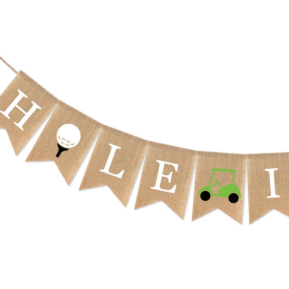 Hole In One Burlap Banner, Golf Banner For First Year Birthday,Golf Party Decorations And Supplies