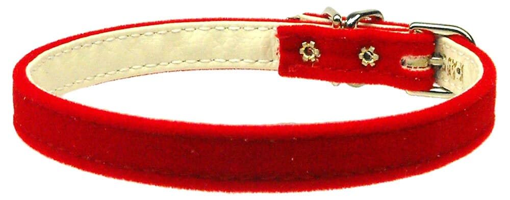 Dog, Puppy & Pet Plain Collar, &quot;3/8&quot; Velvet&quot; Red 8