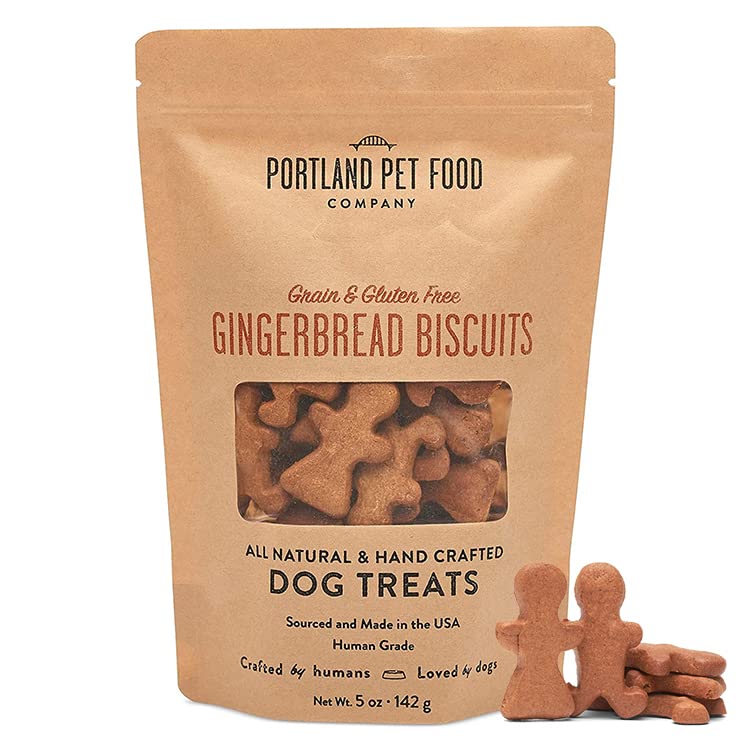 Portland Pet Food Company Gingerbread Dog Treats Healthy Biscuits for Small Medium & Large Dogs - Grain-Free, Human-Grade All Na