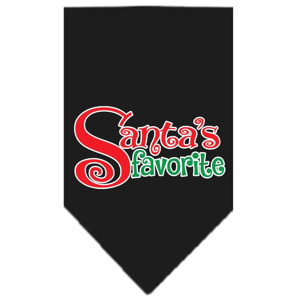 Christmas Pet and Dog Bandana Screen Printed, Santa's Favorite Red Large