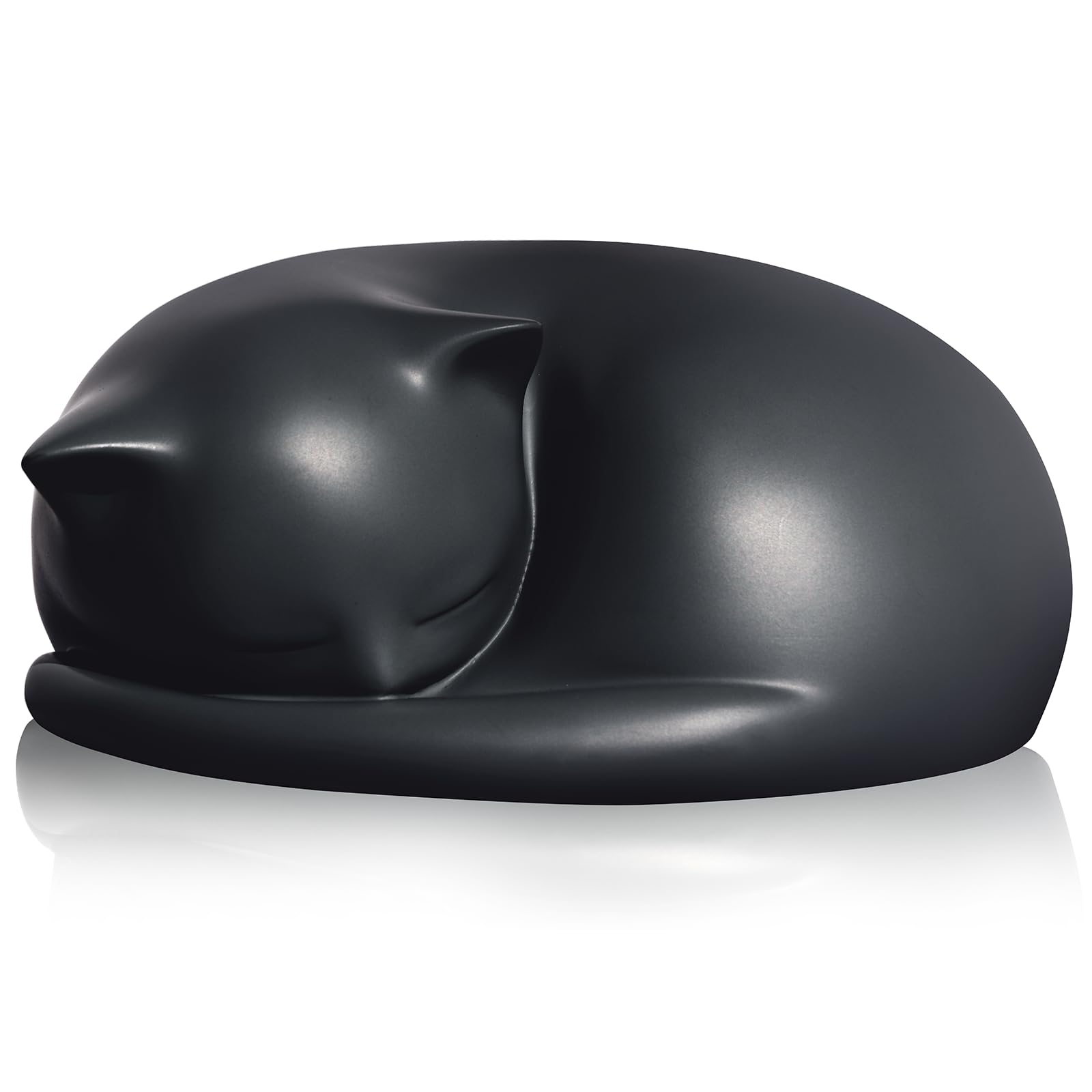 Fufyukey Cat Urn, Black Resin, Sleeping Kitty Pet Memorial Keepsake Funeral Urn For Cats Ashes, Up To 8Kg, 7.87 X 7.87 X 3.15 In