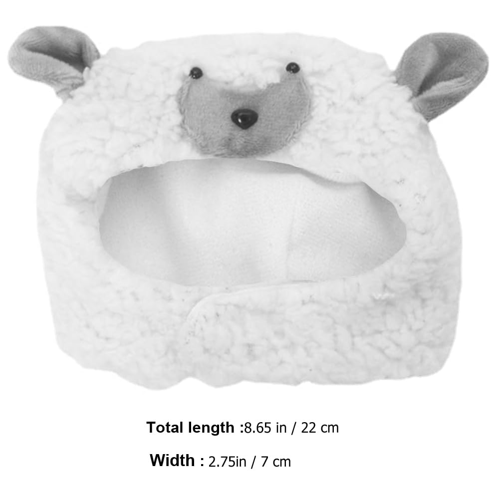 POPETPOP Soft Cotton Cat Lamb Hat: Adjustable Cute Sheep Hat for Small Dogs and Cats - Plush Pet Costume for Halloween, Christma