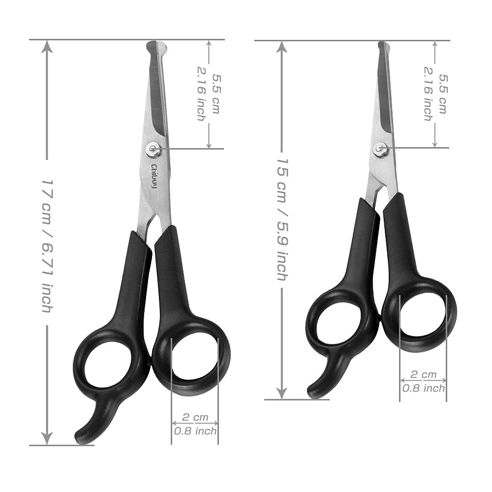 Chibuy Pet Grooming Scissors Set For Dogs & Cats With Safety Round Tips Dog Eye Cut Stainless Steel Dog Grooming Scissors Kit, Home Professional Pet Grooming Tools -For Large & Small Animals