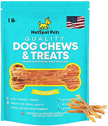 Hotspot Pets Beef Tendon Chews For Dogs - 8 Inch All Natural, Free-Range, Grass-Fed Premium Usda Gambrol Beef Tendon Stick Treats - Made In Usa (1 Pound - Pack Of 1)