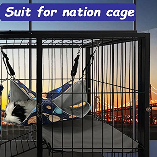 Fulue Ferret Rat Hammock Bed, Ferret Guinea Pig Nation Cage Accessories Kit Set Staff House And Hideouts Cave For Guinea Pig Ferret (Black Galaxy)