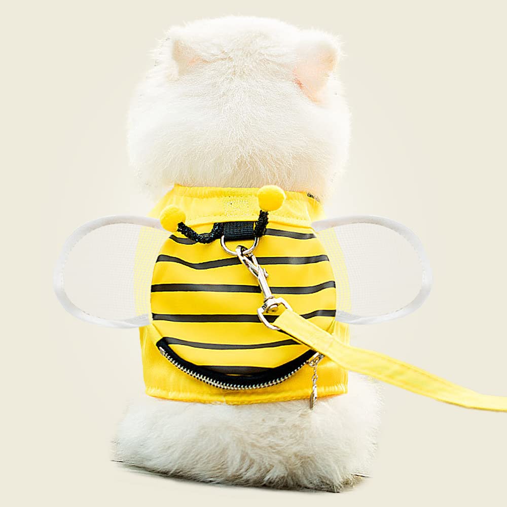 Nacoco Small Dog Bee Harness And Leash Set - Cat Costume Pet Funny Walking Vest For Small Dogs, Cats And Puppy (M)