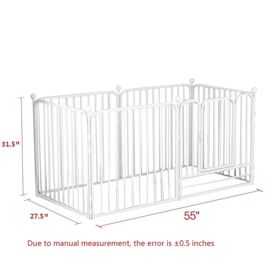 PEIPOOS Dog Playpen, Heavy Duty Metal Exercise Pen, Indoor/Outdoor Use, White
