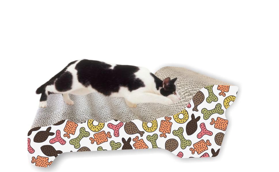 Psk Pet Mart Board Cardboard Cat Scratcher L Shaped Cat Scratching Pad With Catnip Durable Scratch Board With Ball 45 * 17Cm Lar
