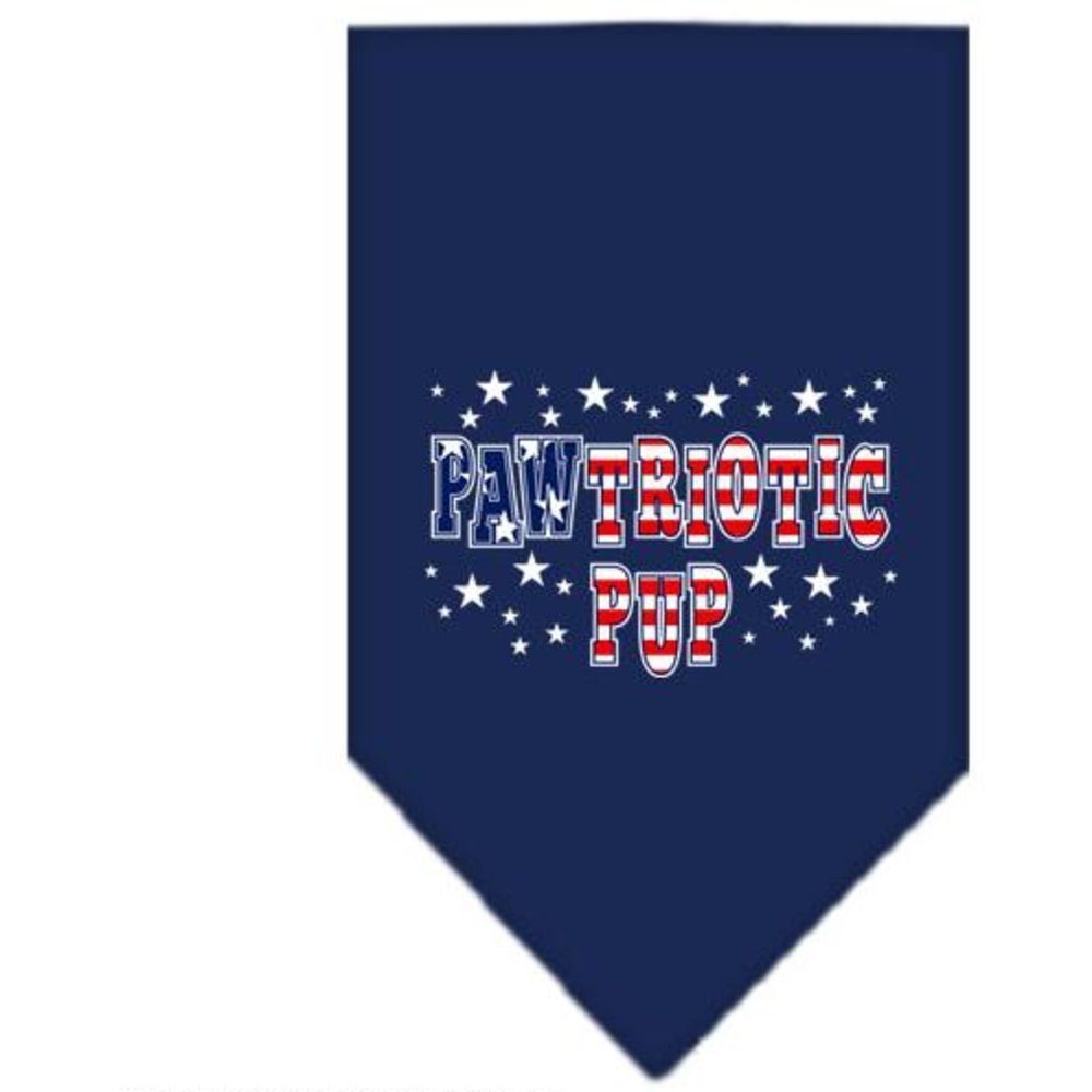 Pet and Dog Bandana Screen Printed, Pawtriotic Pup Navy Blue Small