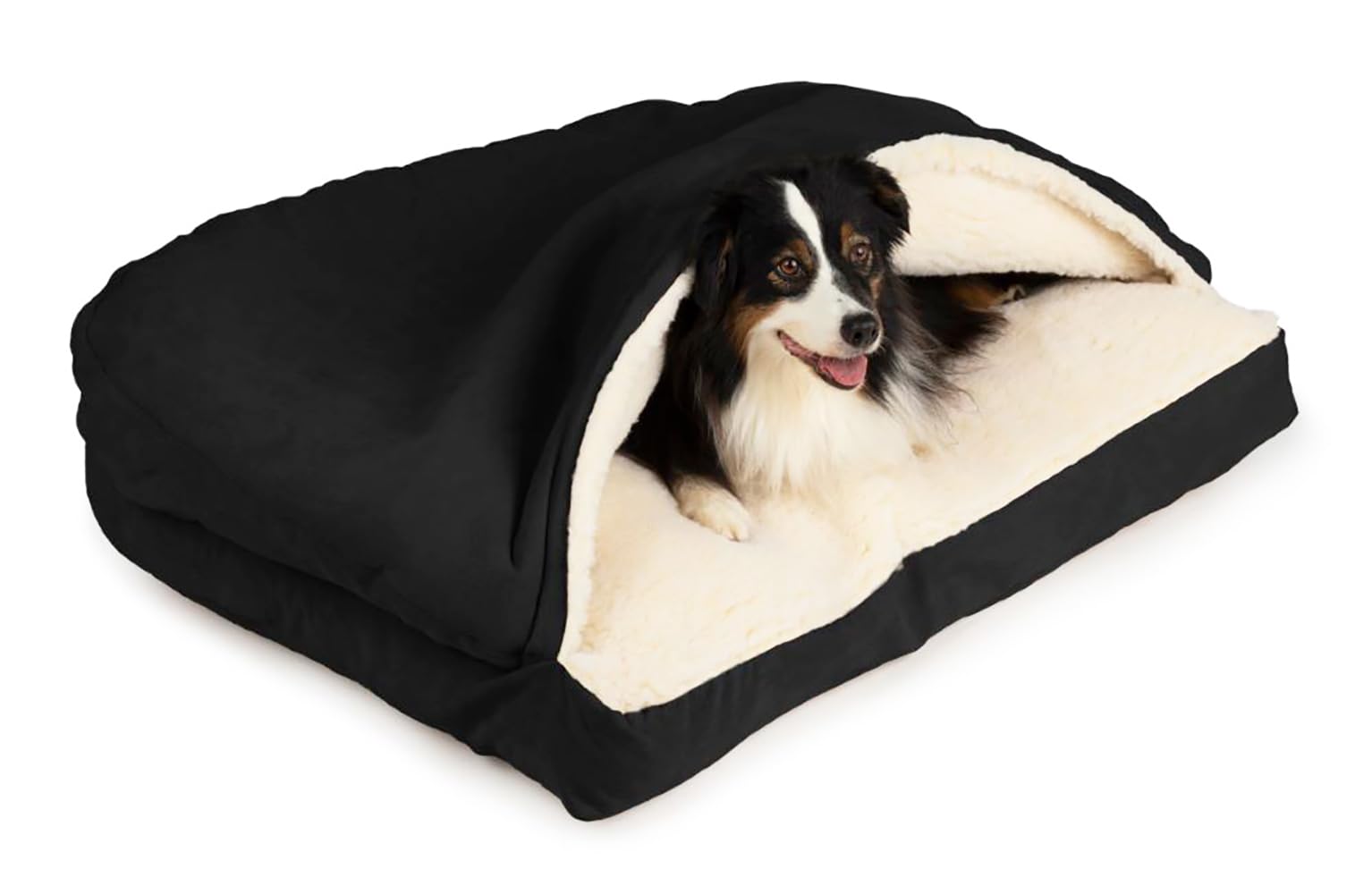 Snoozer Pet Products Luxury Rectangle Cozy Cave Dog Bed With Microsuede, Large, Black