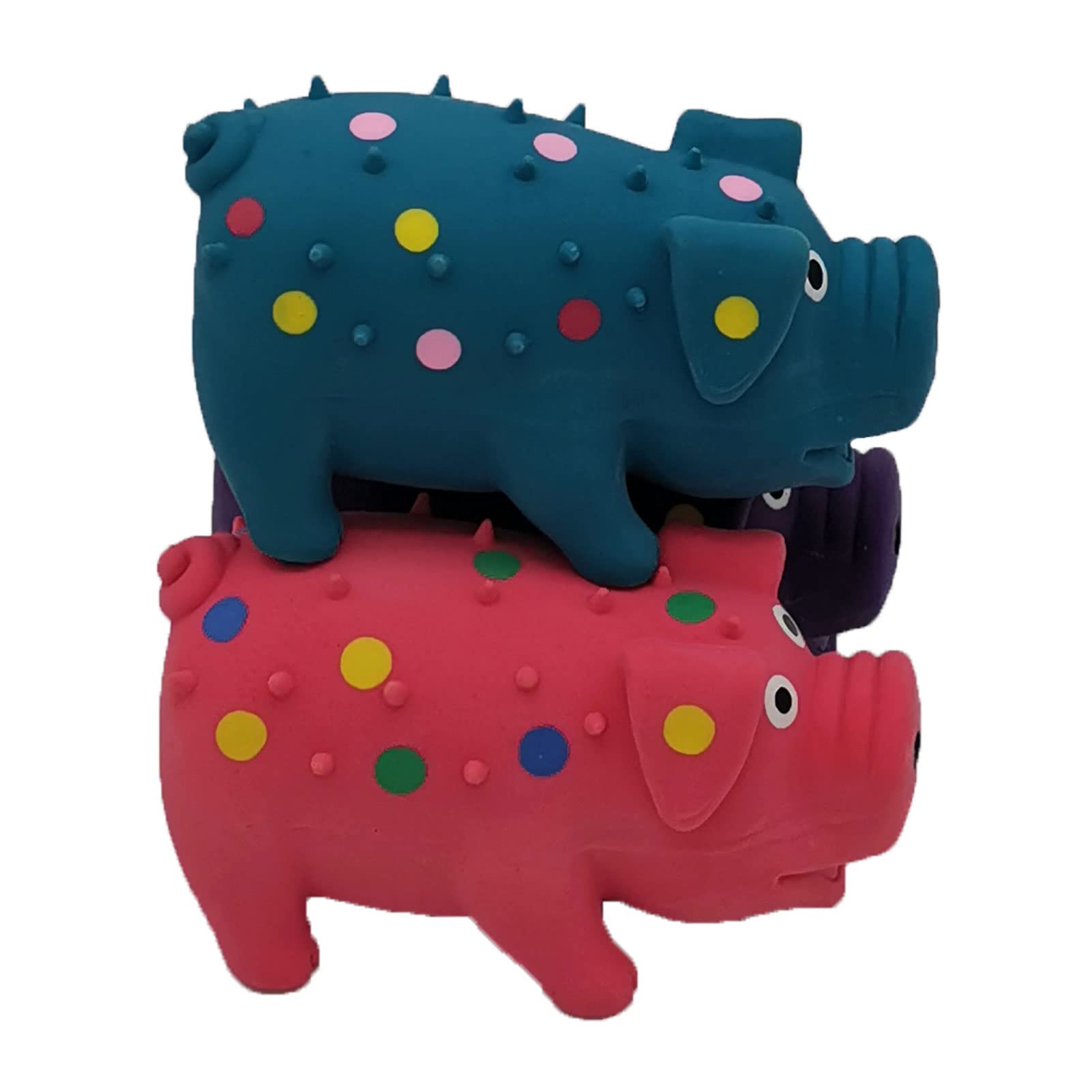 Hoiasem 6 Pack 4 Inch Mini Latex Dog Squeaky Toys Polka Dot Piglet Pig Dog Toy For Mimi Small Dogs