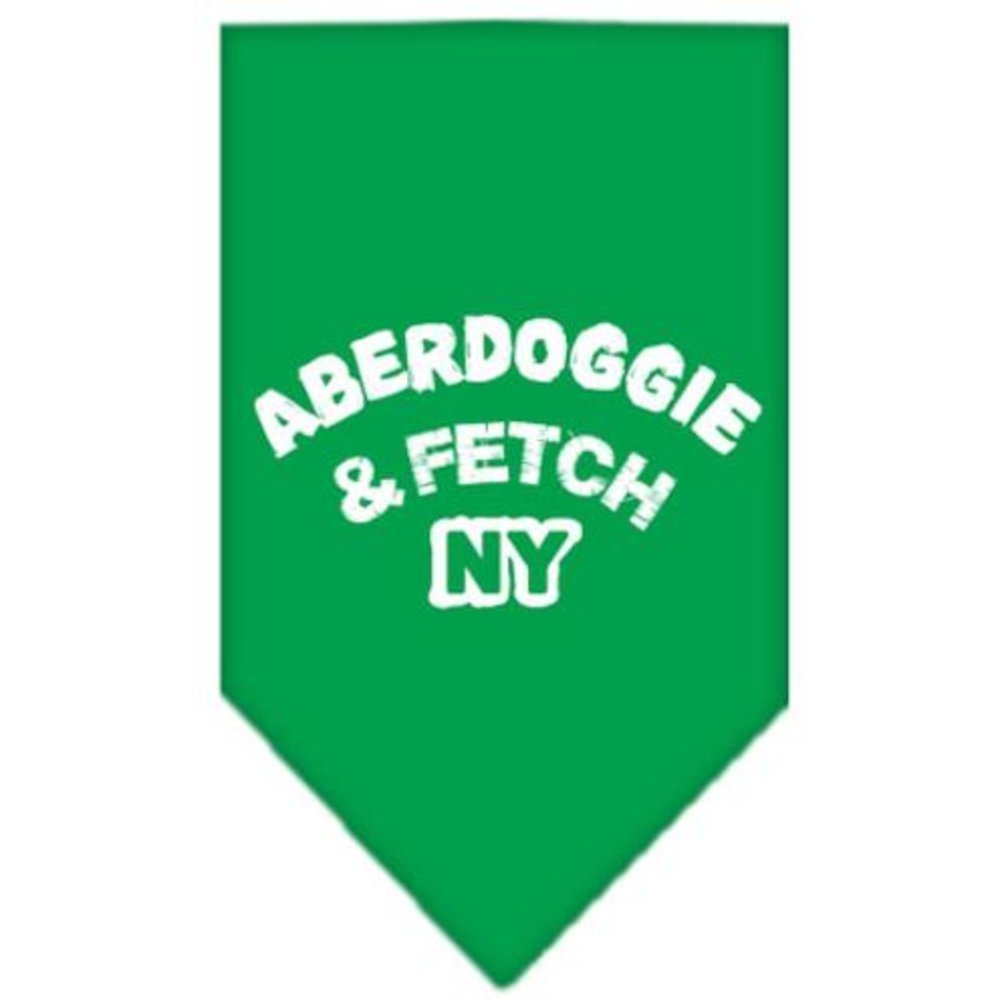 Pet and Dog Bandana Screen Printed, &quot;Aberdoggie & Fetch NY&quot; Emerald Green Small