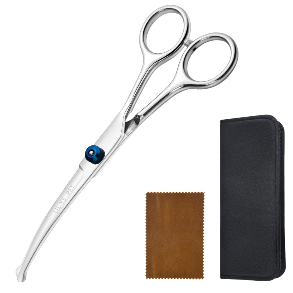 Lilys Pet 6.5' Right-Handed Pet Round-Tip Grooming Stainless Steel Safety Grooming For Dogs And Cats (Curved Scissor)