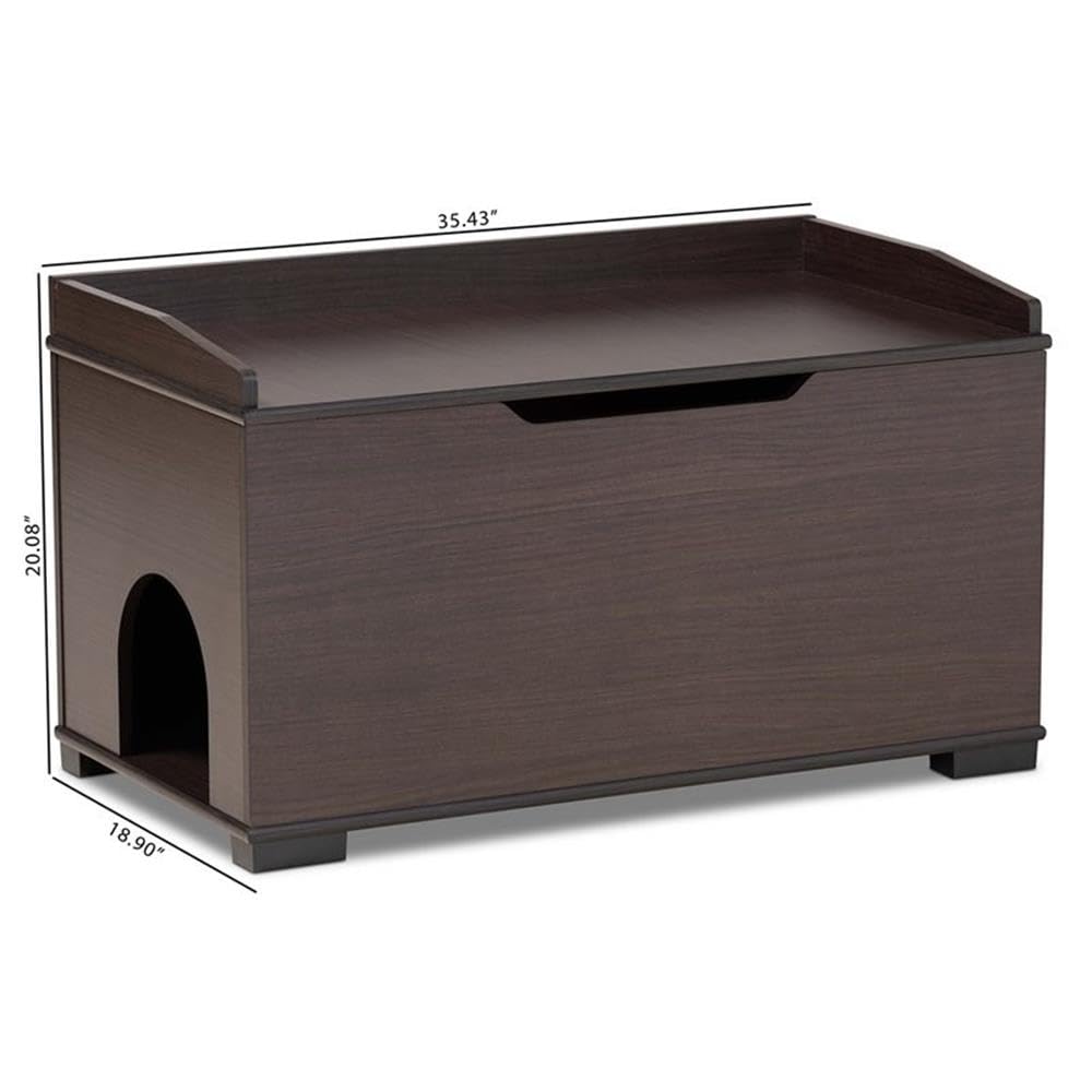 Baxton Studio Mariam Modern and Contemporary Dark Brown Finished Wood Cat Litter Box Cover House
