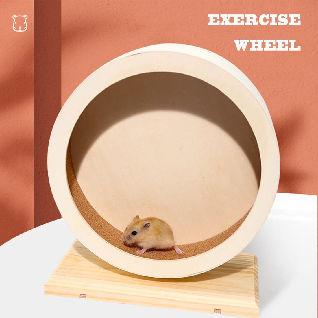 Antiai Hamster Wooden Silent Wheel, Small Animal Exercise Wheel Accessories, Quiet Spinner Hamster Running Wheels Toys For Hamsters,Guinea Pig, Gerbils, Mice And Other Small Pets,8.2' Medium Size