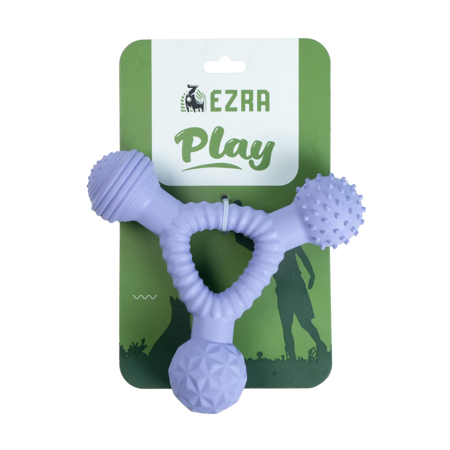 Ezra Play Rubber Dumbbell Dog Chew Toy  Purple | Durable NonToxic Rubber, Textured For Dental Health | Interactive Fetch & Che