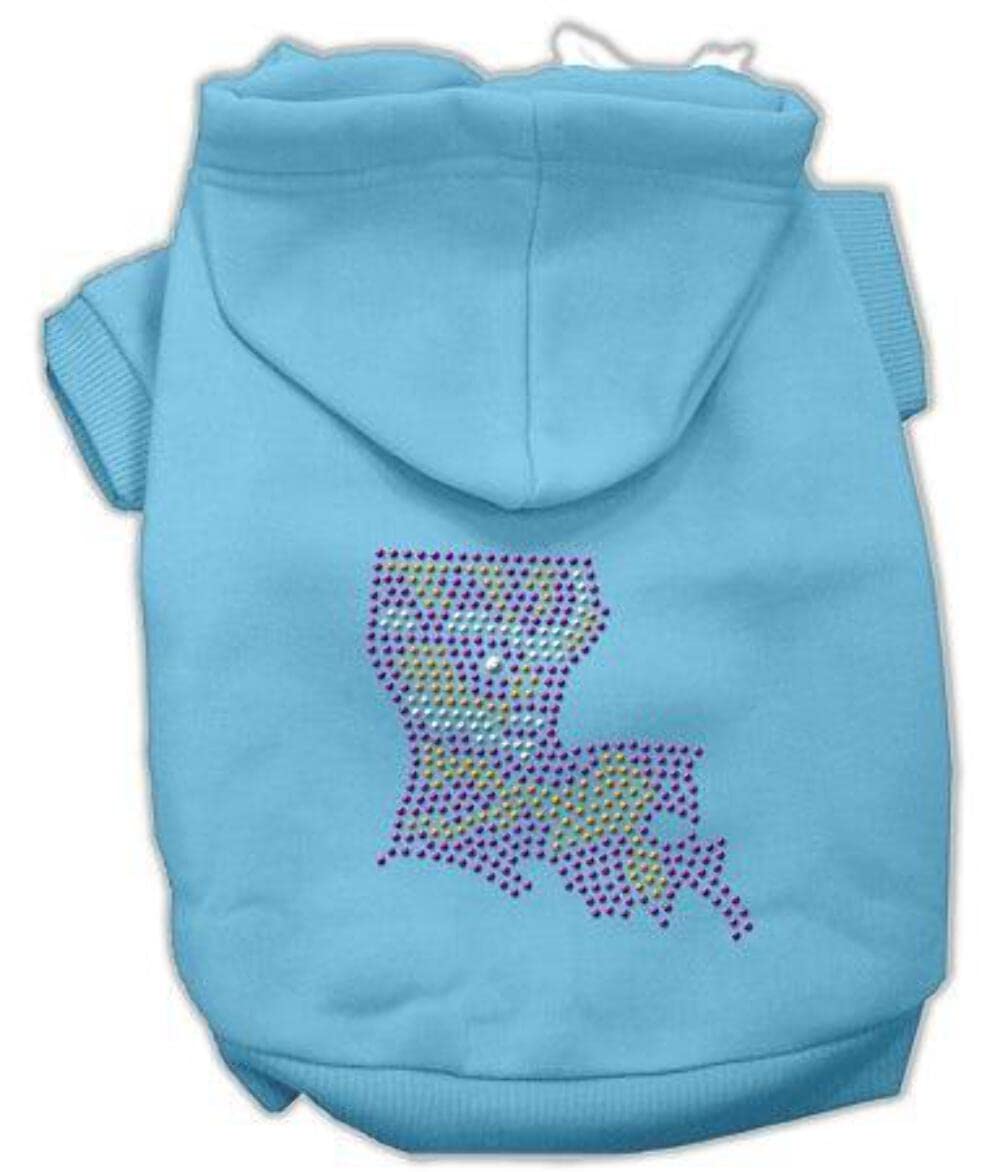 Mirage Pet Products Louisiana Rhinestone Hoodie, Baby Blue, X Small/Size 8