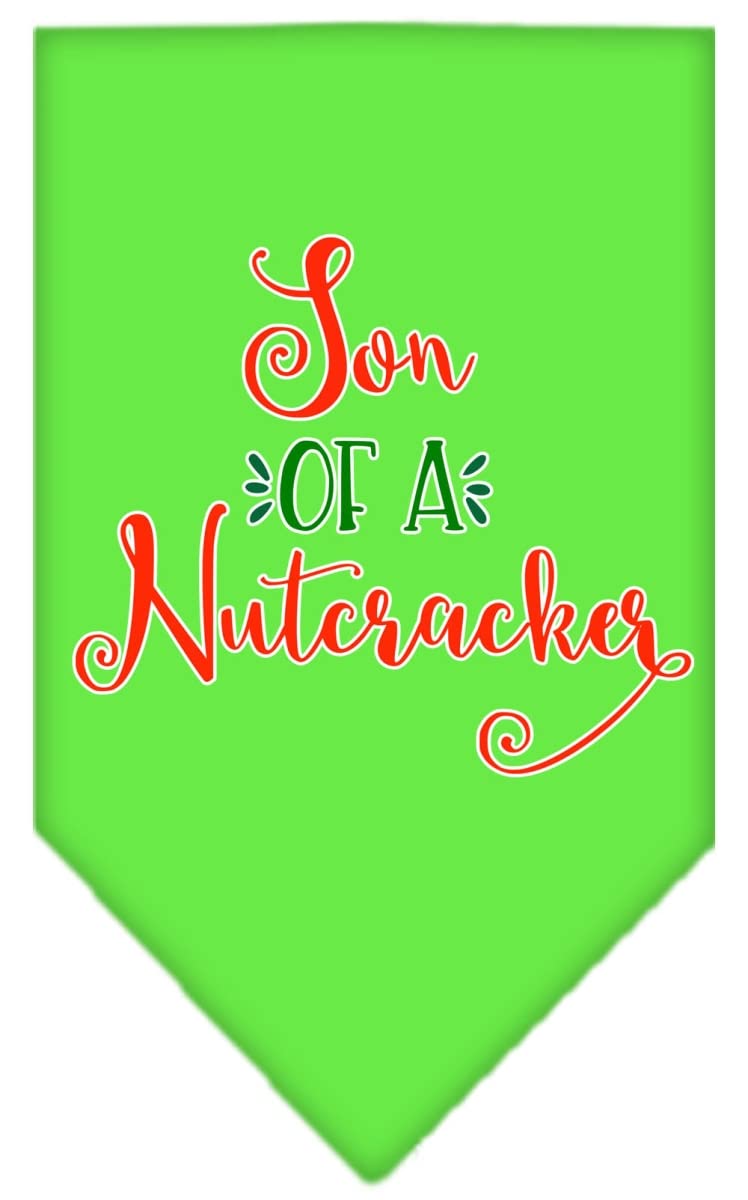Christmas Pet and Dog Bandana Screen Printed, &quot;Son Of A Nutcracker&quot; Lime Green Large
