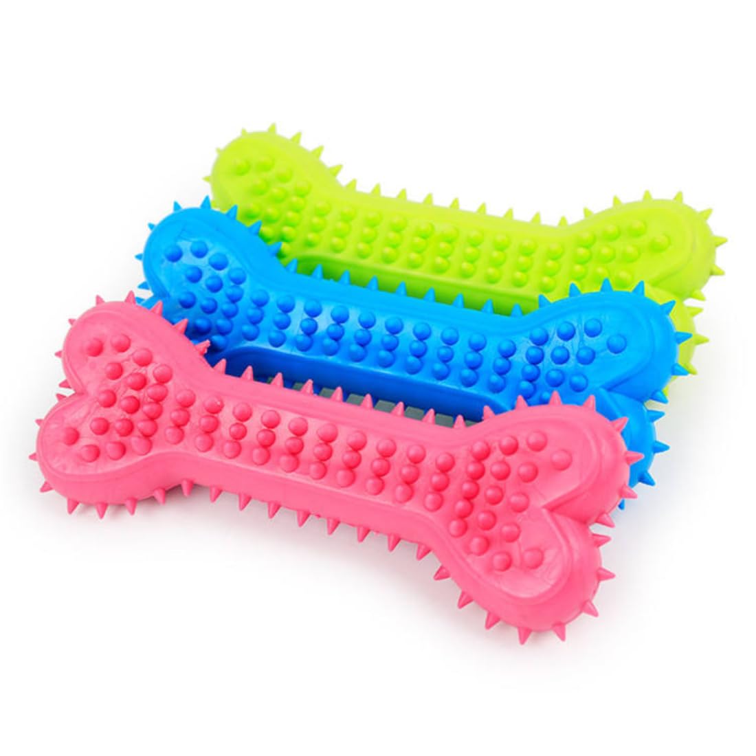 Pet Fun Soft Spiky Bone Chew Toy For Aggressive Chewers | Dental Teething & Cleaning Pet Toy For All Dog Breeds Multicolor (Soft