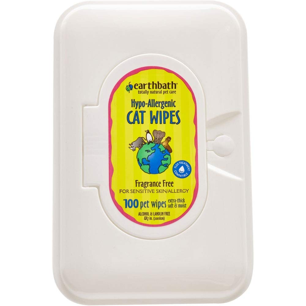 Earthbath Hypo-Allergenic Grooming Wipes - Fragrance Free Aloe Vera, Vitamin E, Gentle On Sensitive Skin, Good For Dogs & Cats - Handily Clean Your Pets' Dirty Paws & Undercoat - 100 Count, Pack Of 1