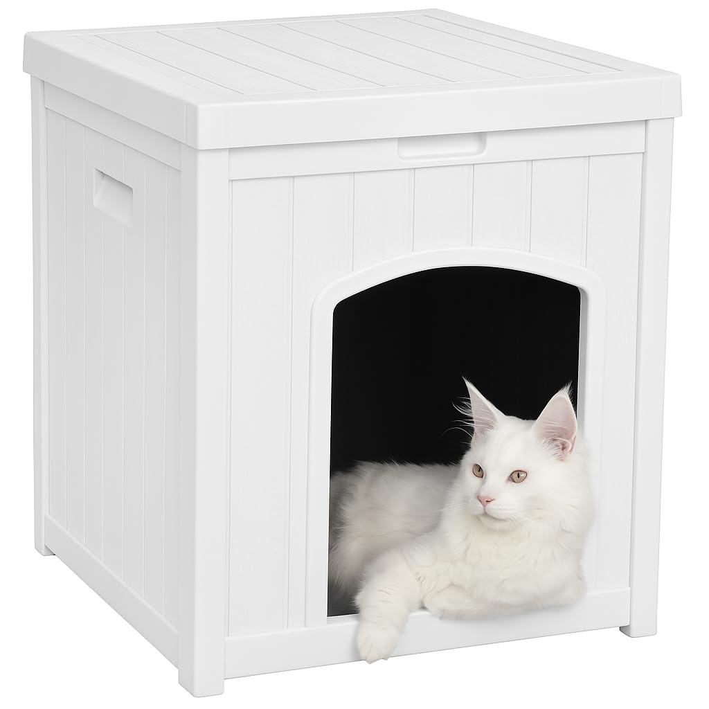 Ehhly Outdoor Cat House For Winter Waterproof, Outside Multiple Feral Kitty Cat Houses, Outdoor Cat Litter Box Enclosure Weather