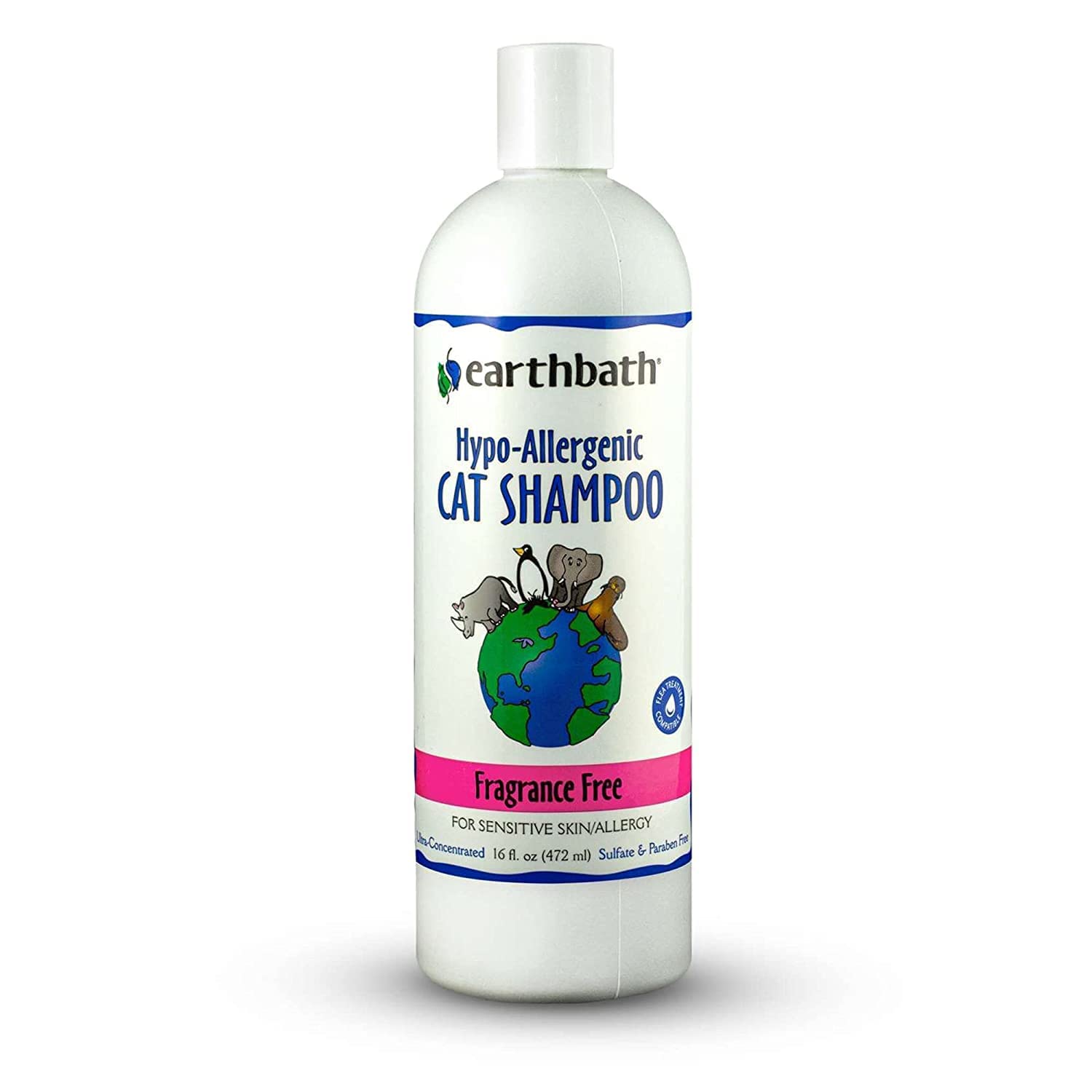 earthbath, Hypoallergenic Cat Shampoo - Fragrance Free Cat Shampoo for Allergies and Itching, Made in USA, Cruelty Free Cat Wash