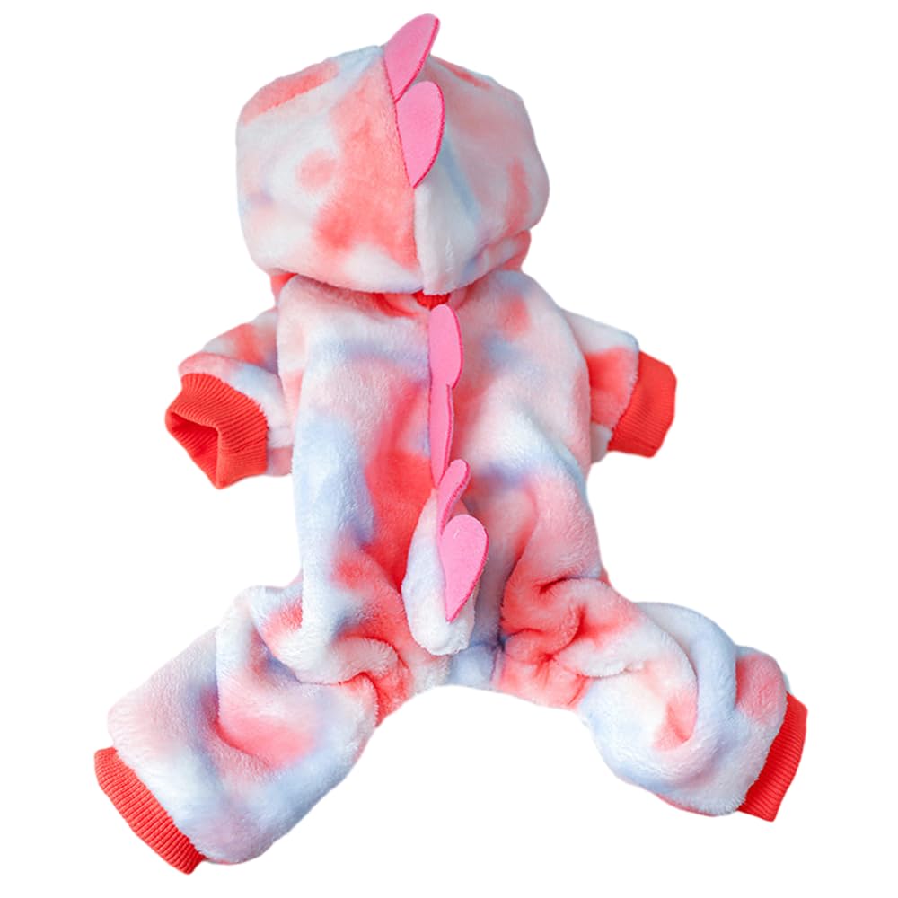 Anelekor Dinosaur Dog Clothes For Small Dogs - Fleece Winter Puppy Hoodies With Leash Ring, Cat Coat, Funny Dinosaur Costume For